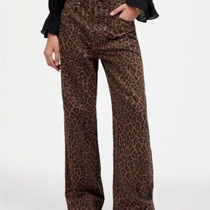 Madewell Brown Animal Print Low Slung Baggy Jeans- Never Worn!